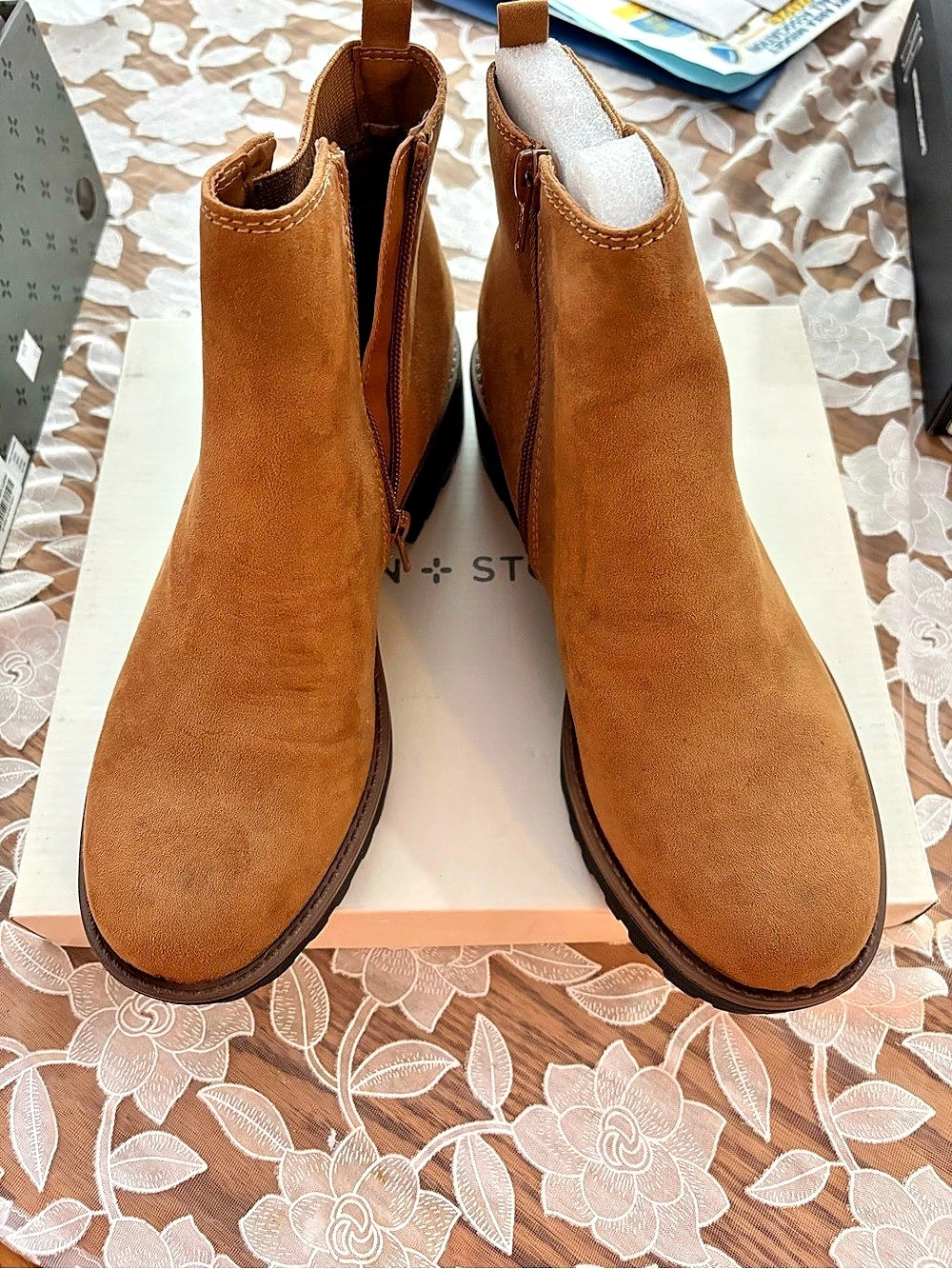 Sun & Stone Burklee Booties Brown Ankle Boots NWT